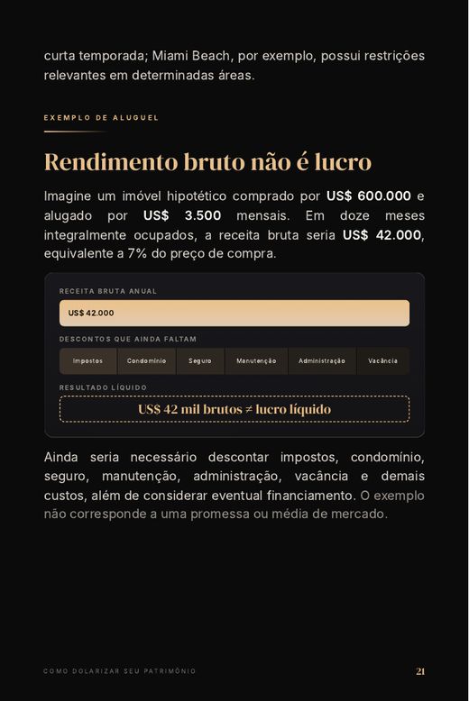 Página com exemplo de aluguel de imóvel em Miami